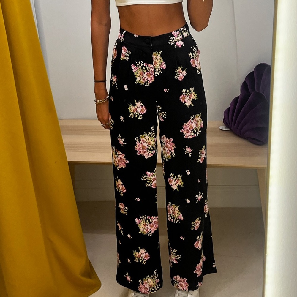 Floral Satin Trousers